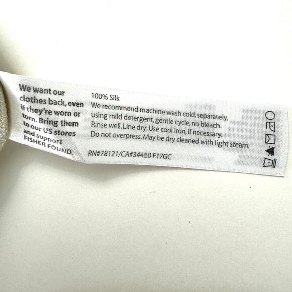 Eileen Fisher Silk Crepe Tunic Asymmetrical Hem Blouse Top Bone L - Picture 10 of 10